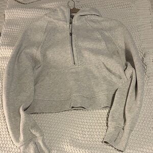 lululemon athletica Light Heather Gray Cropped Half-Zip Hoodie